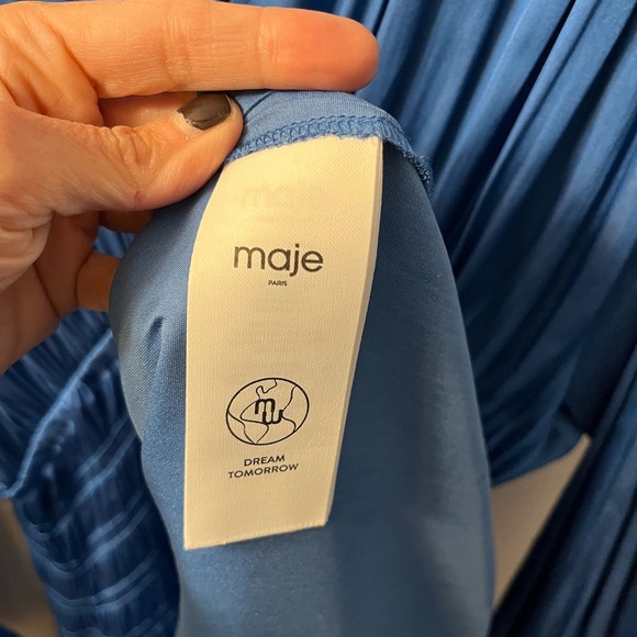NWT -  Maje Satiny Maxi Dress Rovel Bleu - Size 36 - Picture 12 of 16